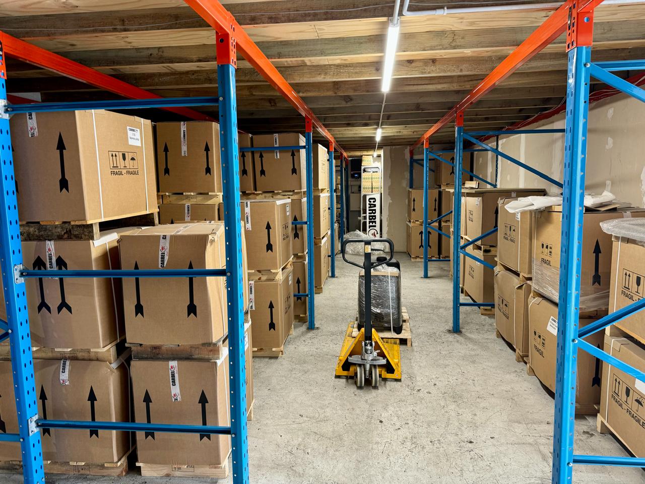 Hyper Fires warehouse boxed stock aisle
