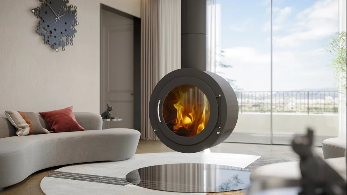 Heeta Pureview double-sided fireplace in a room setting