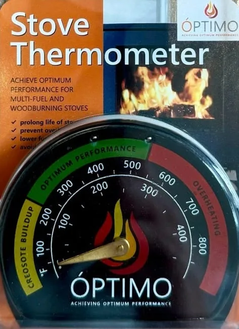 Magnetic flue thermometer for monitoring fireplace temperature