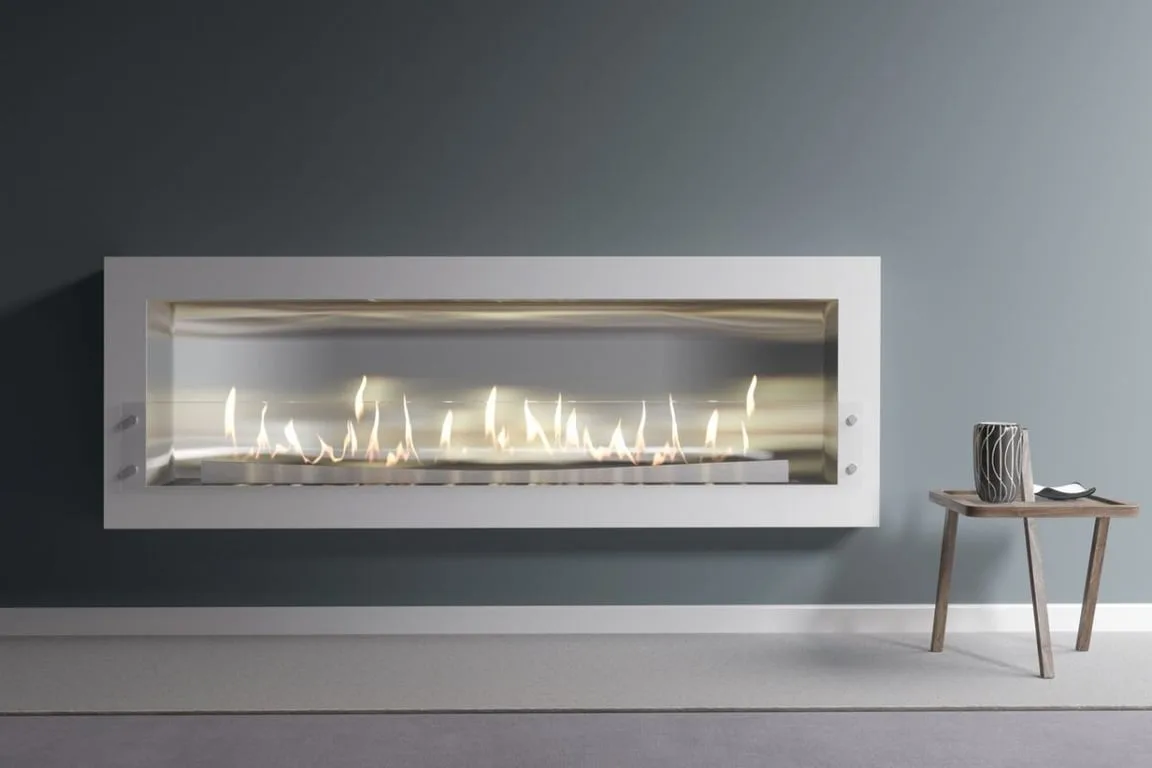 SAFIRE Chanterie stainless wall-mounted gas fireplace