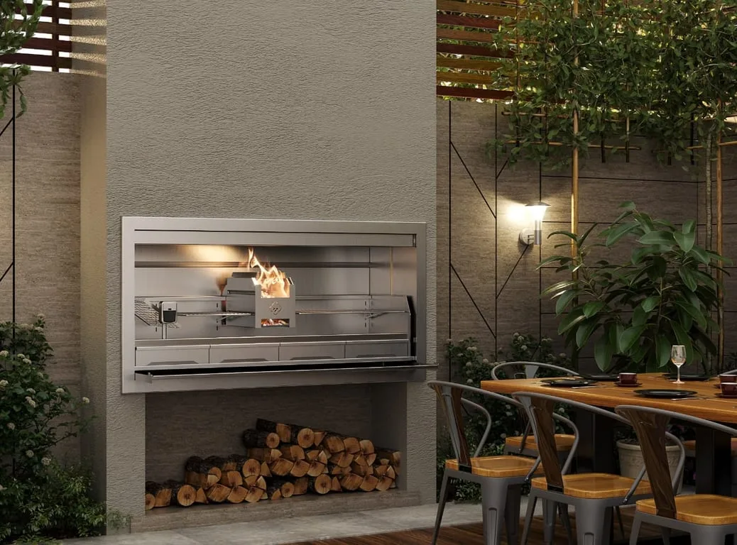 SAFIRE Pyro built-in wood braai installed in an entertainment area