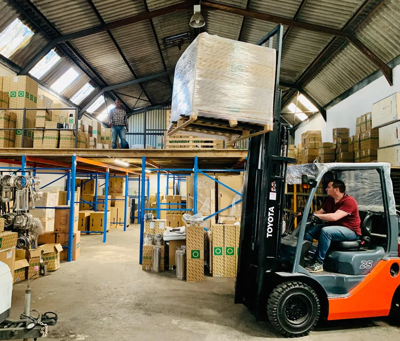 Hyper Fires warehouse forklift moving pallet stock
