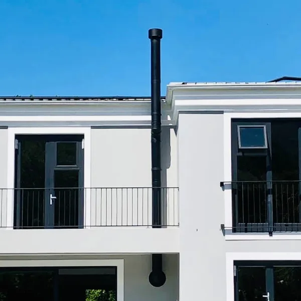 DINAK double wall black flue installation