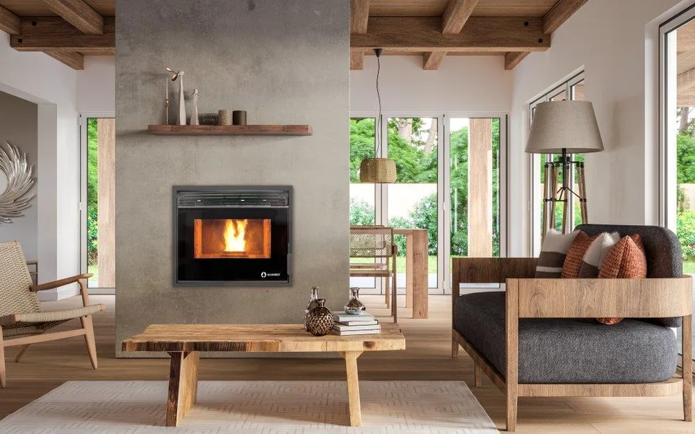 Ecoforest fireplace in a clean interior