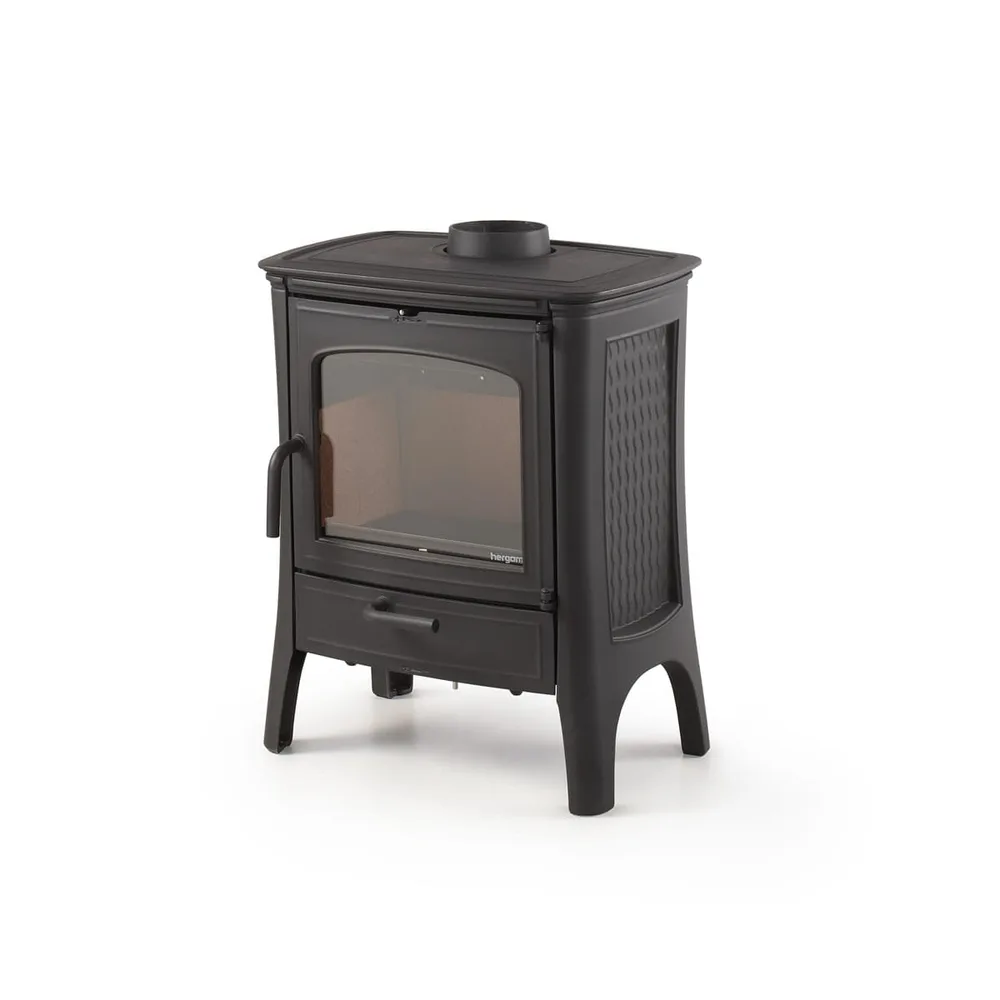 Hergom stove shown in a room setting