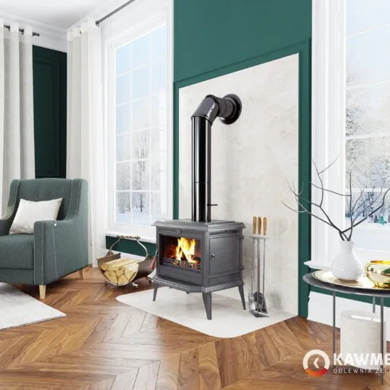 Kawmet Athena S12 Eco freestanding fireplace in a living room