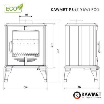 Wood burning stove KAWMET P8 (7,9 kW) ECO (3)-HYPERF-JONATHAN