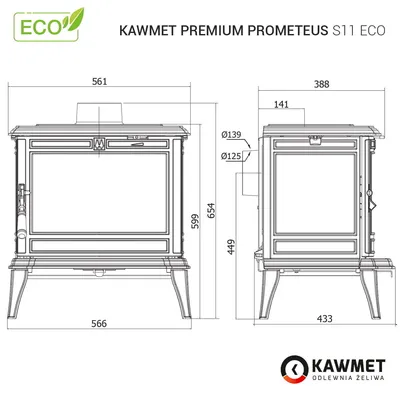 Wood burning stove KAWMET Premium PROMETEUS S11 ECO (26)