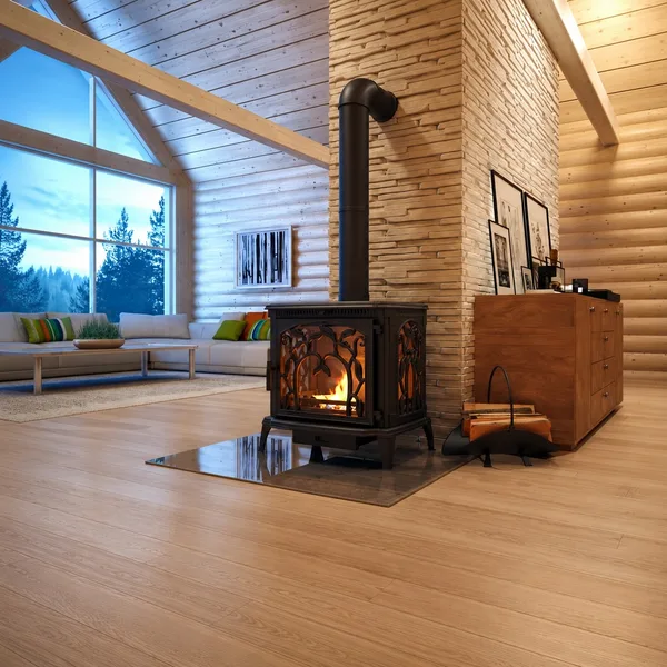 Nordflam Arica fireplace in a timber interior