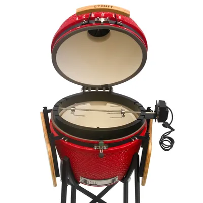 Stouff-24inch—Red—Open-with-Rotisserie