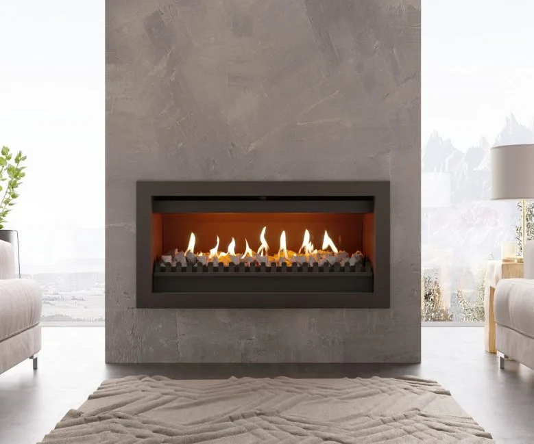 Traditional built-in fireplace in a living room